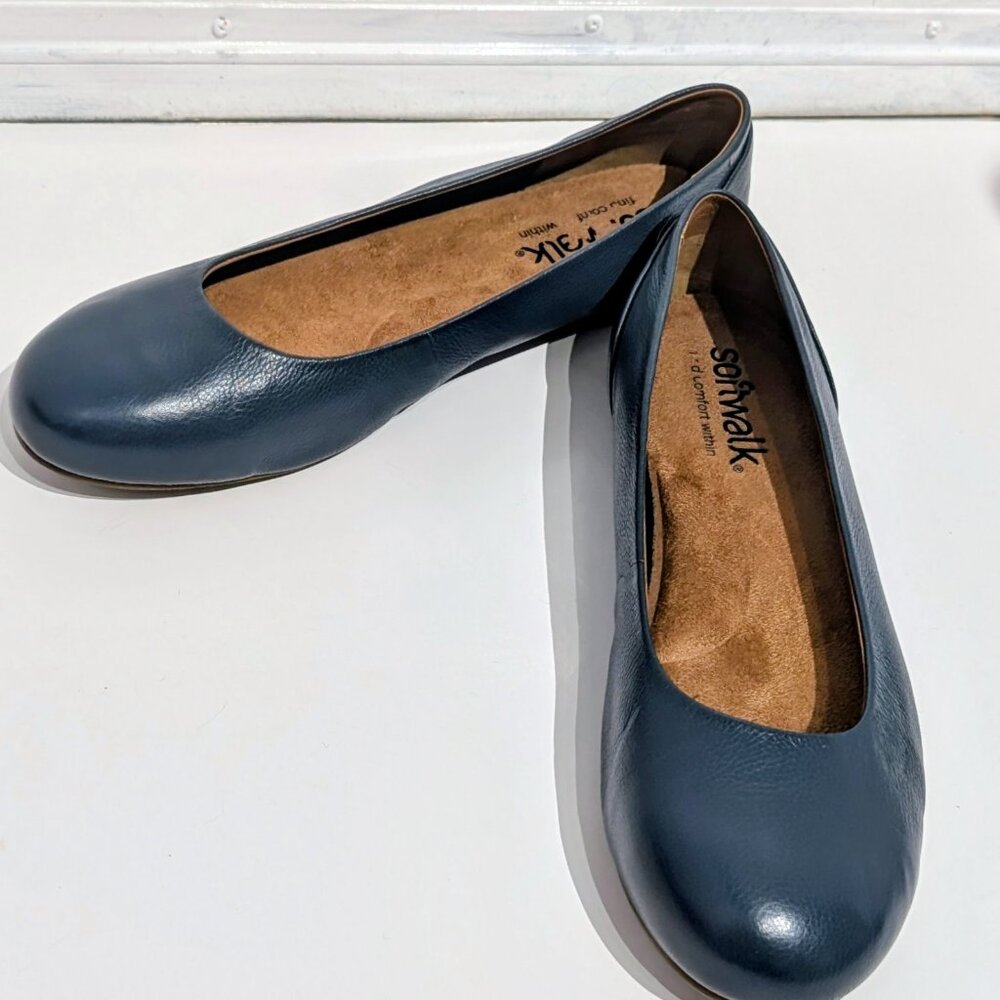 Softwalk Sonoma Women's Ballet Flats Color Navy Tumbled Size 11WW